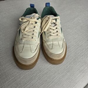 Zara Cream & Green Low-Top Sneakers with Gum Sole